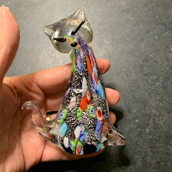 VINTAGE MURANO STYLE | Millefiori Art Glass Cat Figurine (1 of 2) - Picture 2 of 10